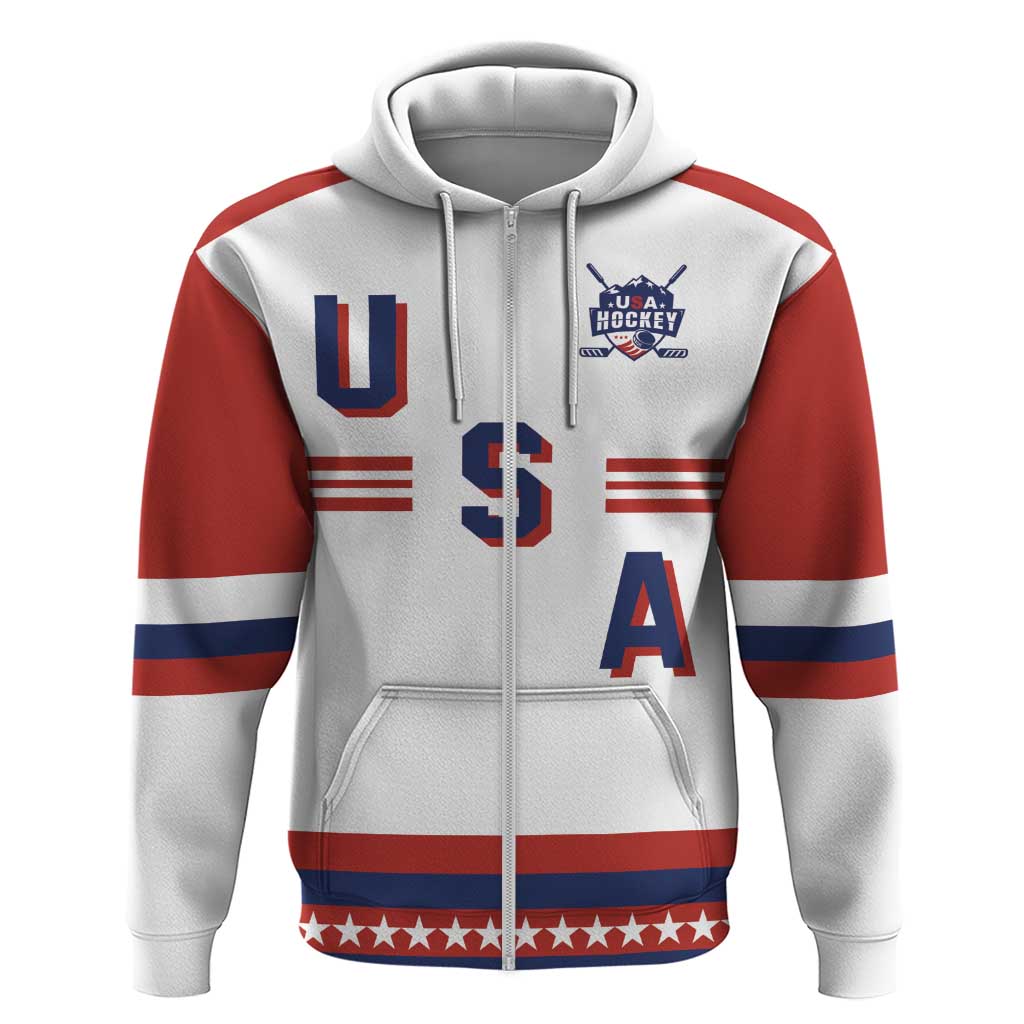 Custom Hockey 2026 USA White Hoodie United States Go Champions