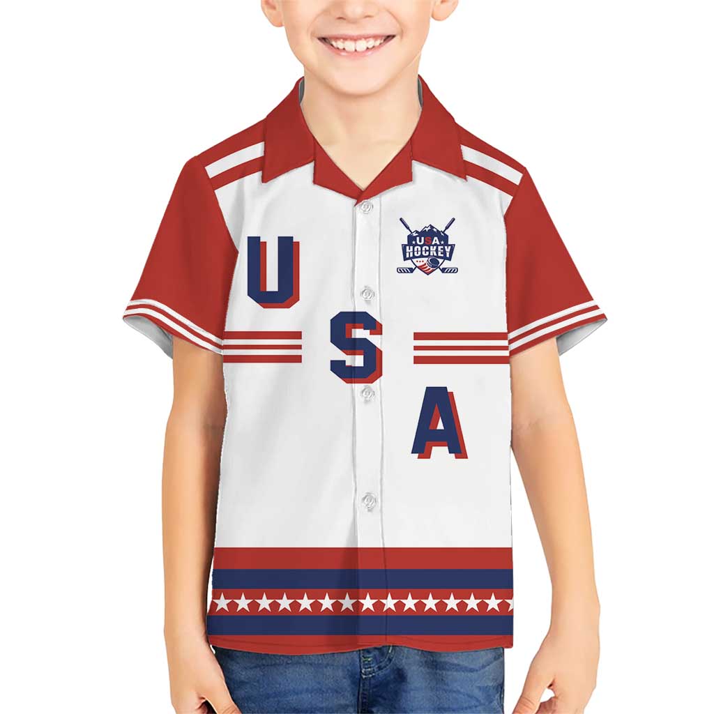 Custom Hockey 2026 USA White Kid Hawaiian Shirt United States Go Champions