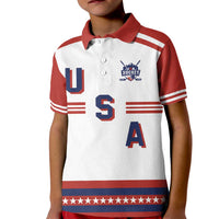 Custom Hockey 2026 USA White Kid Polo Shirt United States Go Champions