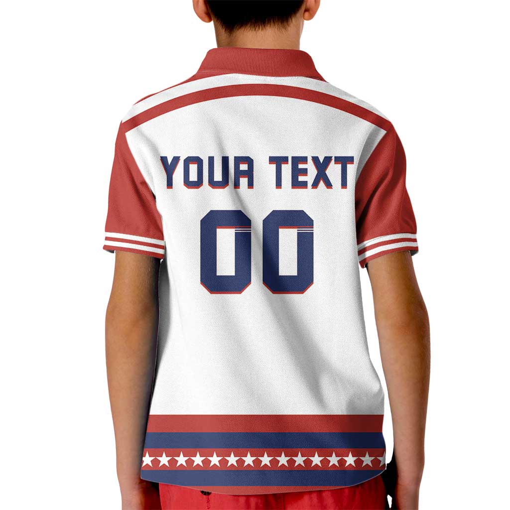 Custom Hockey 2026 USA White Kid Polo Shirt United States Go Champions