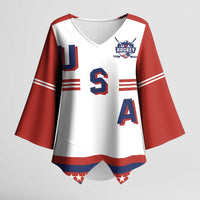 Custom Hockey 2026 USA White Kimono Sleeve Blouse United States Go Champions