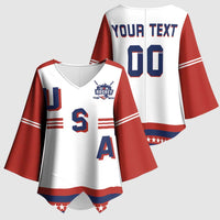 Custom Hockey 2026 USA White Kimono Sleeve Blouse United States Go Champions