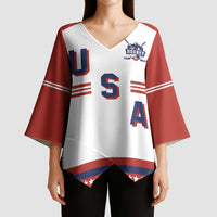 Custom Hockey 2026 USA White Kimono Sleeve Blouse United States Go Champions