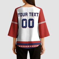 Custom Hockey 2026 USA White Kimono Sleeve Blouse United States Go Champions