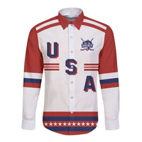 Custom Hockey 2026 USA White Long Sleeve Button Shirt United States Go Champions