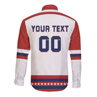 Custom Hockey 2026 USA White Long Sleeve Button Shirt United States Go Champions
