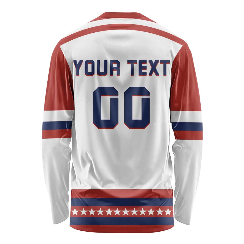 Custom Hockey 2026 USA White Long Sleeve Shirt United States Go Champions