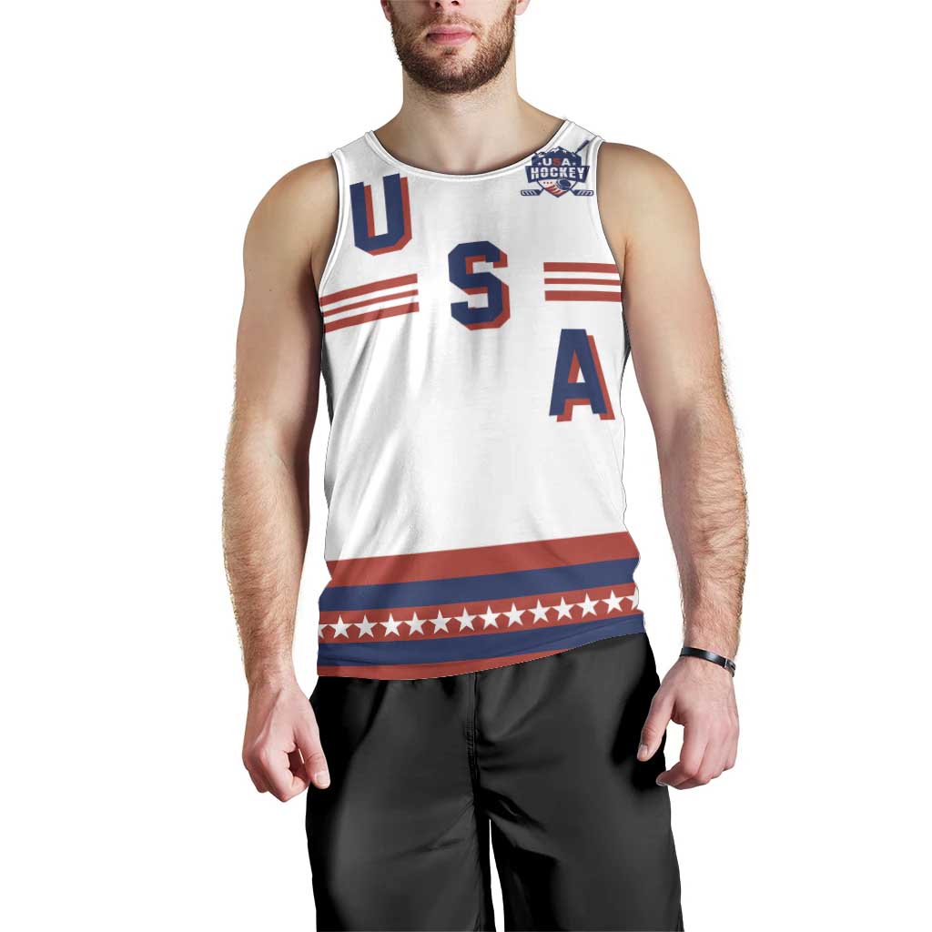 Custom Hockey 2026 USA White Men Tank Top United States Go Champions