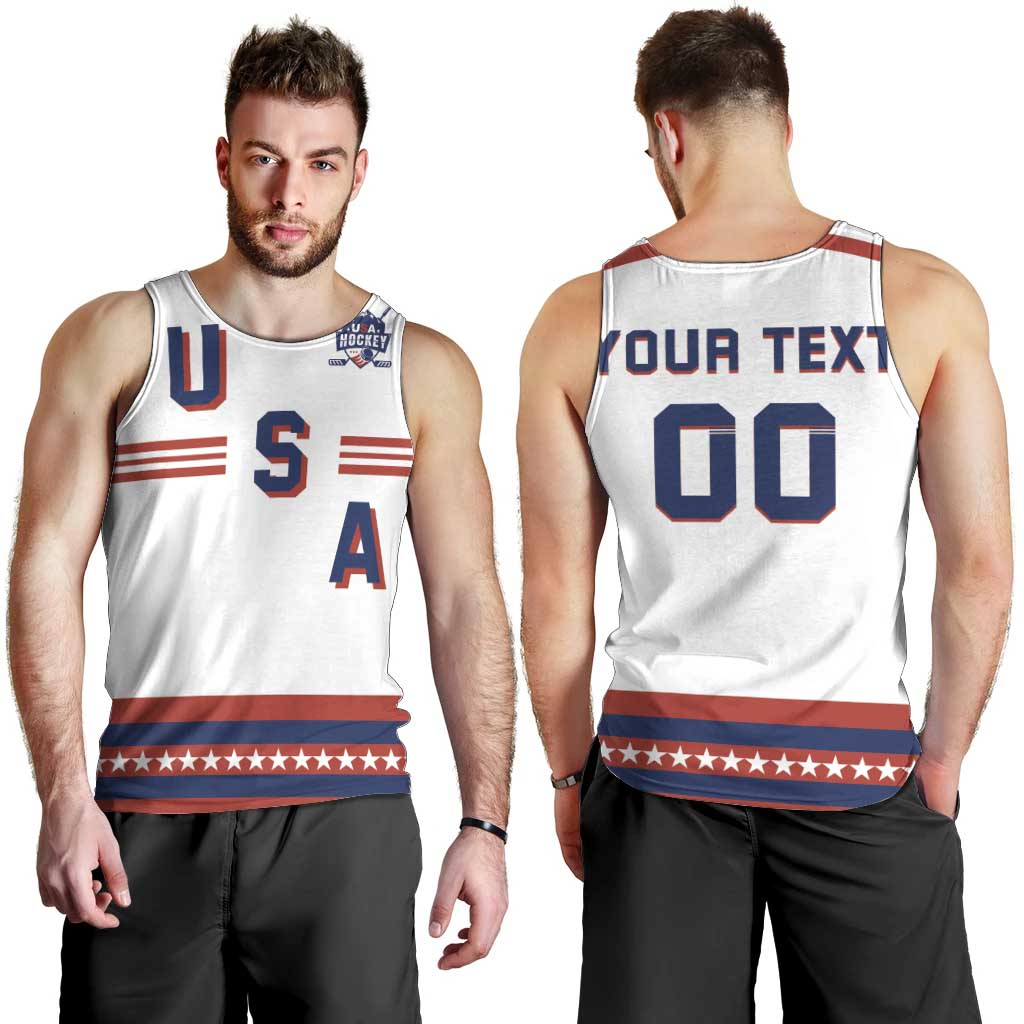 Custom Hockey 2026 USA White Men Tank Top United States Go Champions