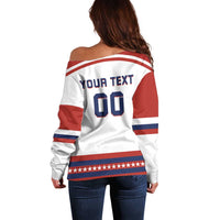Custom Hockey 2026 USA White Off Shoulder Sweater United States Go Champions