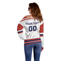 Custom Hockey 2026 USA White Off Shoulder Sweater United States Go Champions