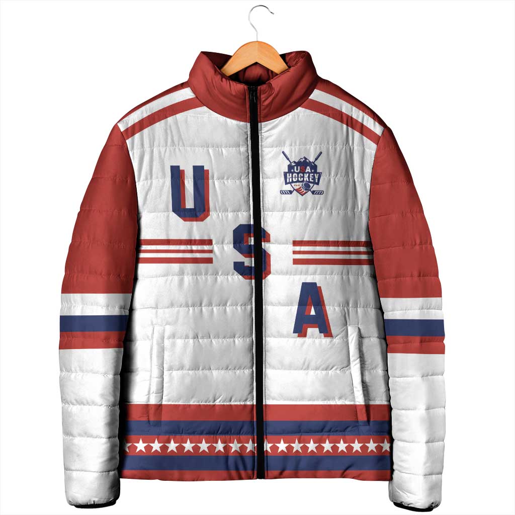 Custom Hockey 2026 USA White Padded Jacket United States Go Champions