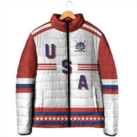 Custom Hockey 2026 USA White Padded Jacket United States Go Champions