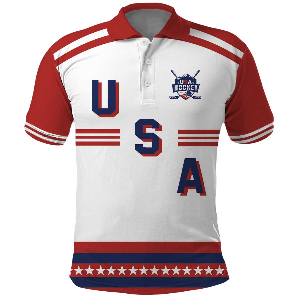 Custom Hockey 2026 USA White Polo Shirt United States Go Champions