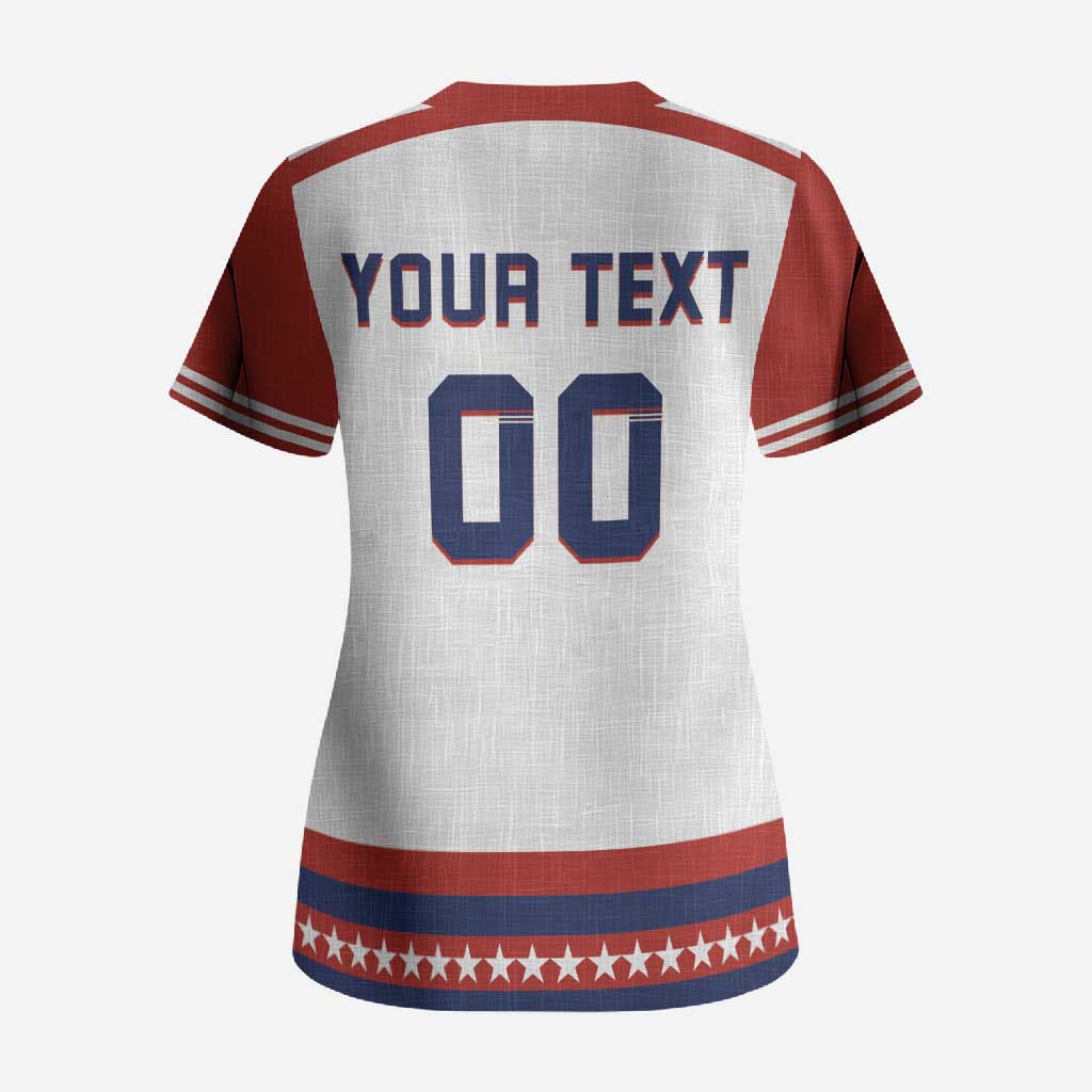 Custom Hockey 2026 USA White Scrub Top United States Go Champions