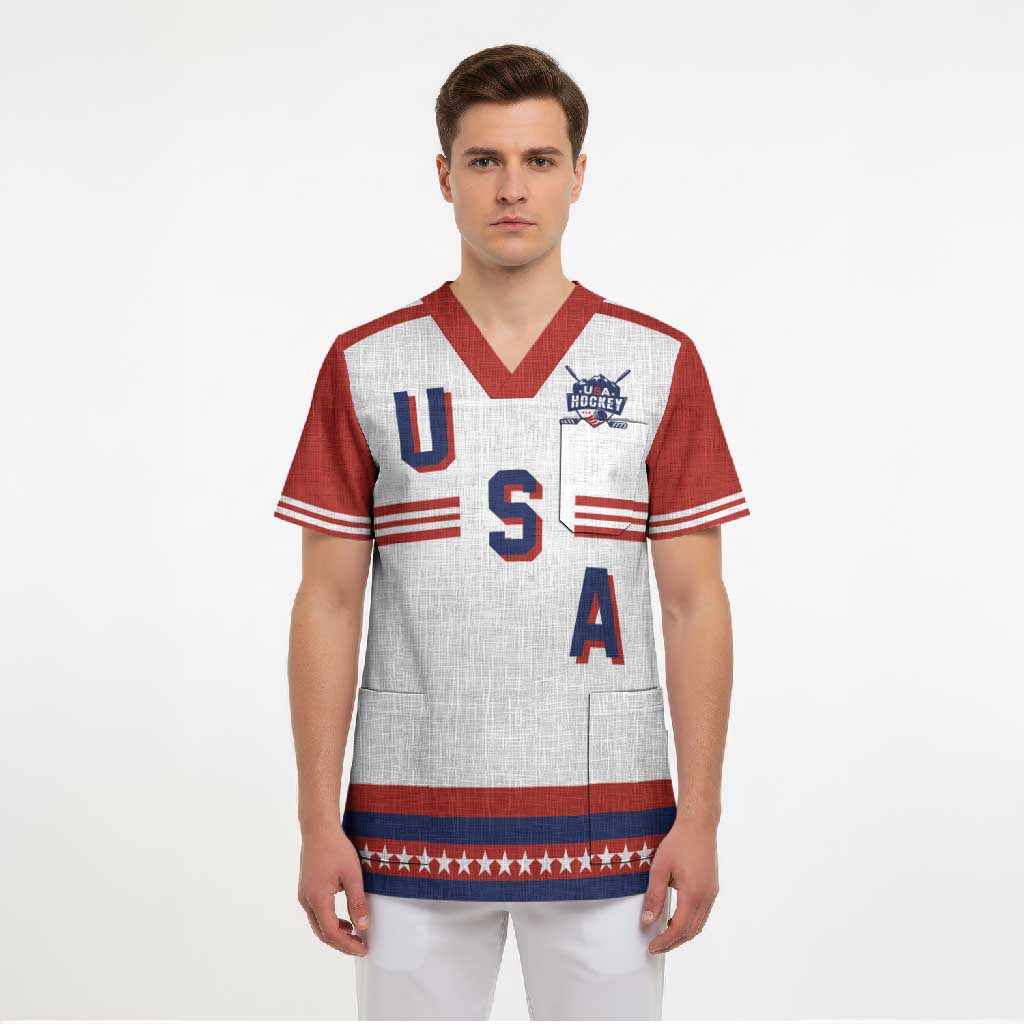 Custom Hockey 2026 USA White Scrub Top United States Go Champions