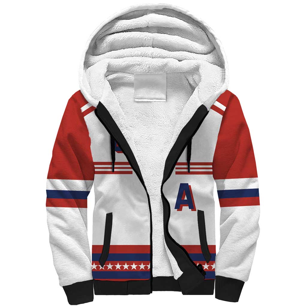 Custom Hockey 2026 USA White Sherpa Hoodie United States Go Champions