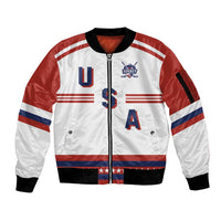 Custom Hockey 2026 USA White Sleeve Zip Bomber Jacket United States Go Champions