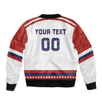 Custom Hockey 2026 USA White Sleeve Zip Bomber Jacket United States Go Champions
