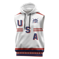 Custom Hockey 2026 USA White Sleeveless Hoodie United States Go Champions