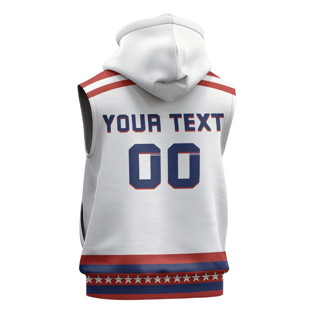 Custom Hockey 2026 USA White Sleeveless Hoodie United States Go Champions