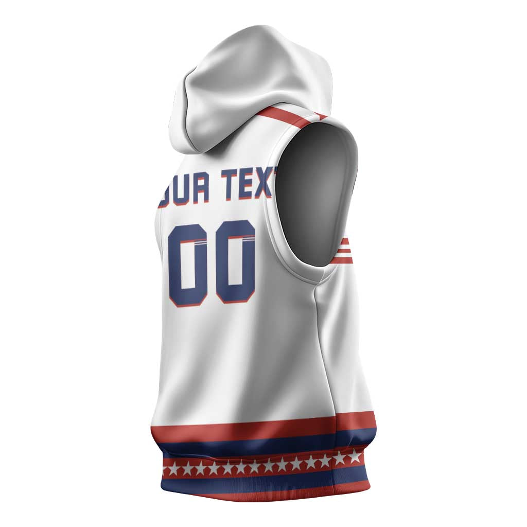Custom Hockey 2026 USA White Sleeveless Hoodie United States Go Champions