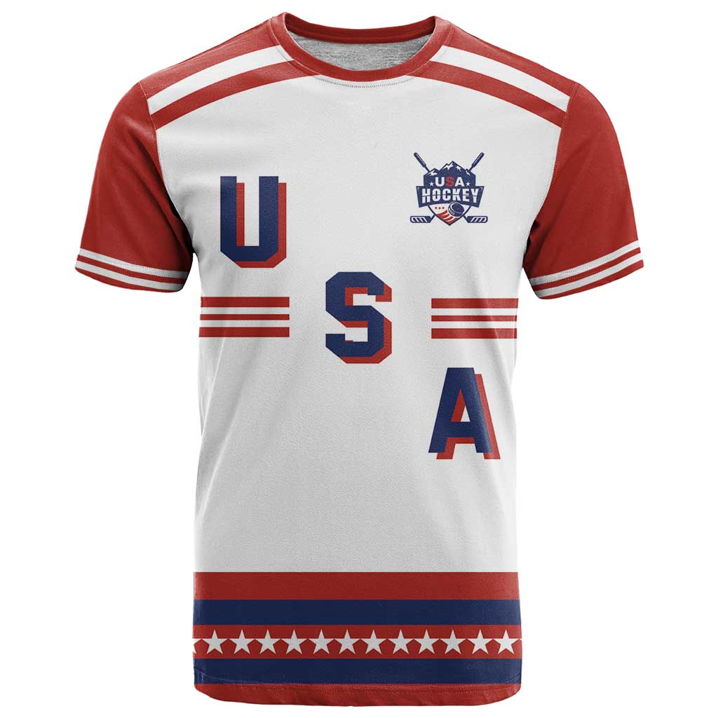 Custom Hockey 2026 USA White T Shirt United States Go Champions