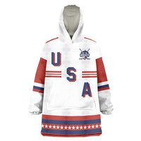 Custom Hockey 2026 USA White Wearable Blanket Hoodie United States Go Champions