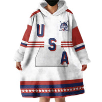 Custom Hockey 2026 USA White Wearable Blanket Hoodie United States Go Champions