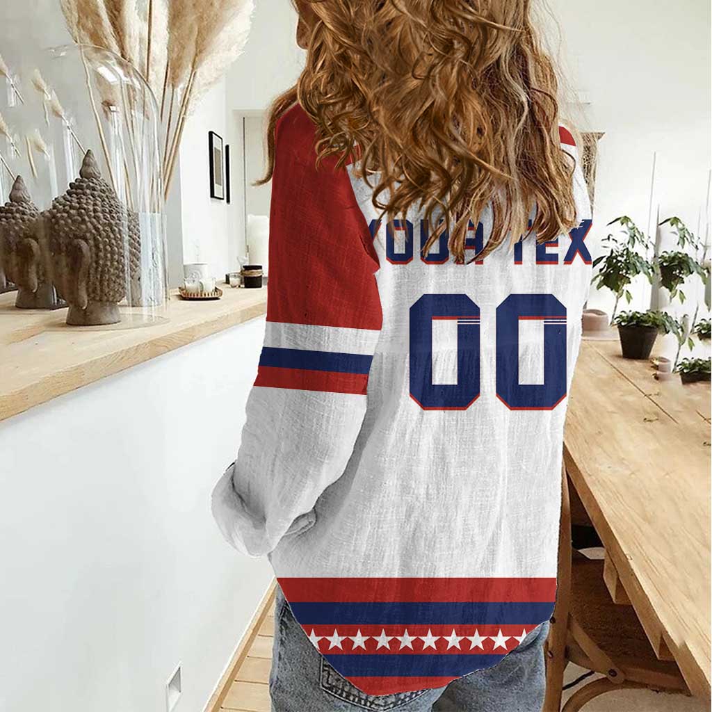 Custom Hockey 2026 USA White Women Casual Shirt United States Go Champions