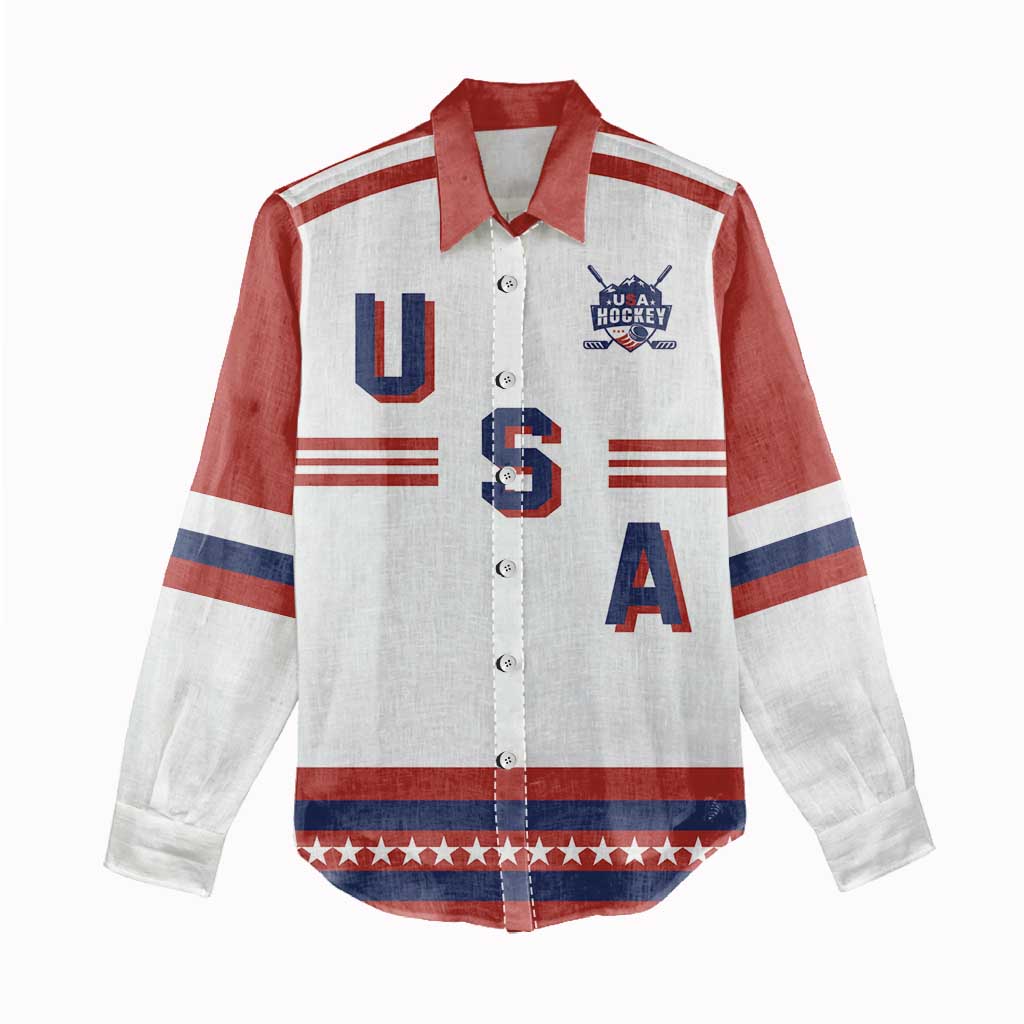Custom Hockey 2026 USA White Women Casual Shirt United States Go Champions