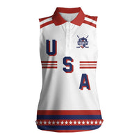 Custom Hockey 2026 USA White Women Sleeveless Polo Shirt United States Go Champions