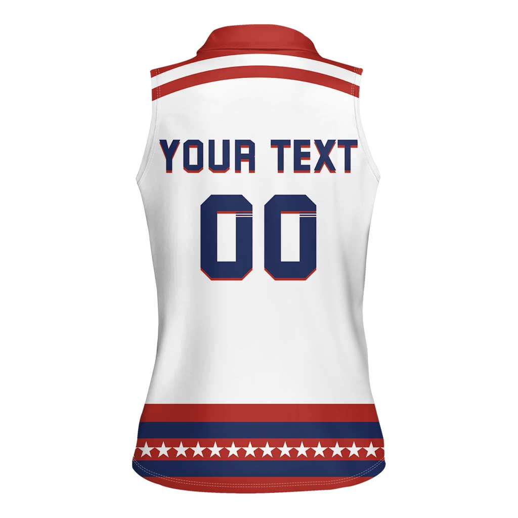 Custom Hockey 2026 USA White Women Sleeveless Polo Shirt United States Go Champions