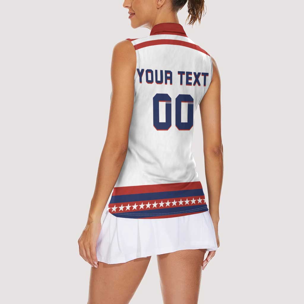 Custom Hockey 2026 USA White Women Sleeveless Polo Shirt United States Go Champions