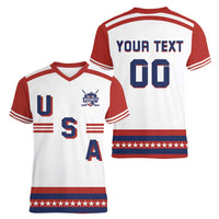 Custom Hockey 2026 USA White Women V-Neck T-Shirt United States Go Champions