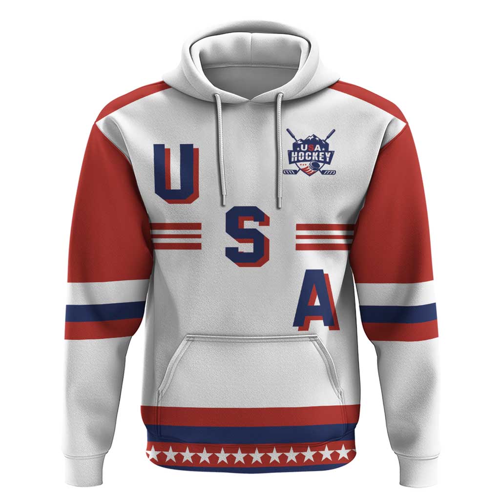 Custom Hockey 2026 USA White Zip Hoodie United States Go Champions