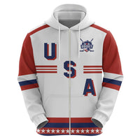 Custom Hockey 2026 USA White Zip Hoodie United States Go Champions