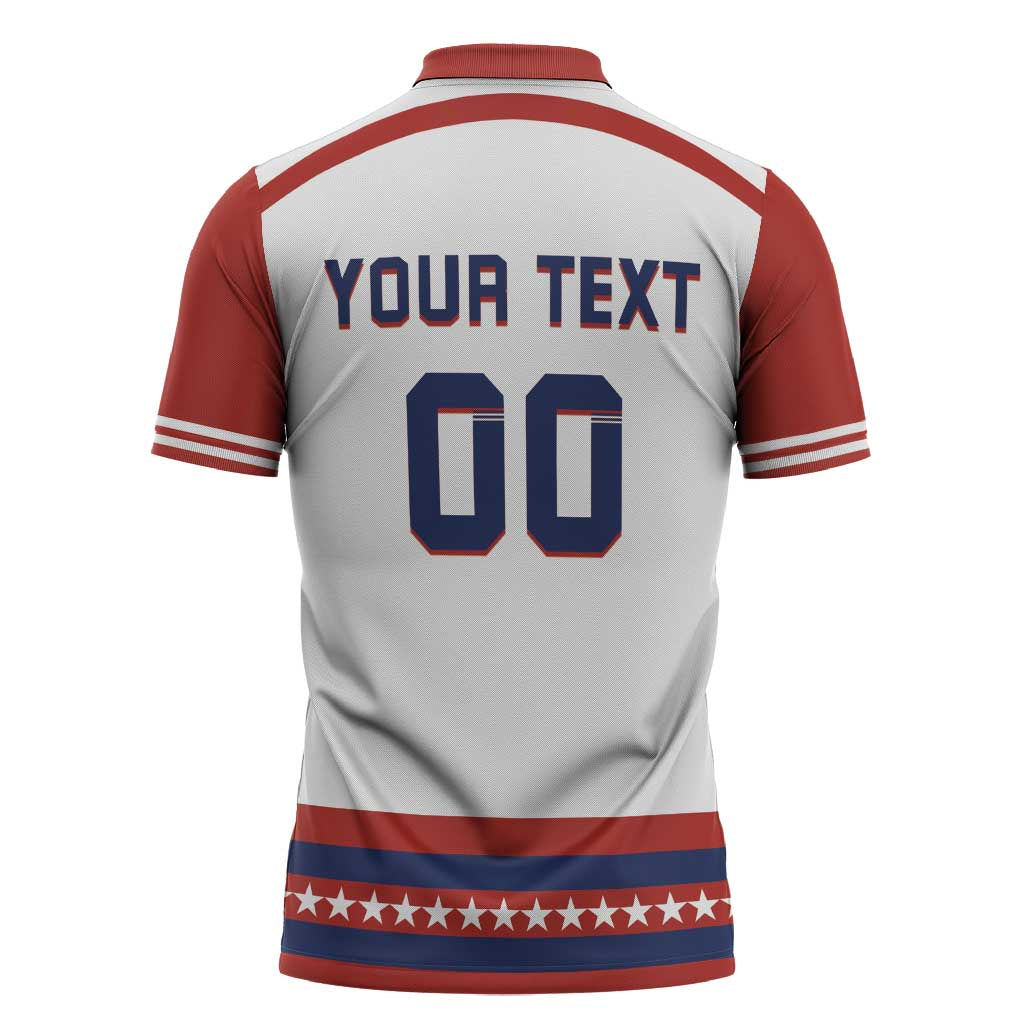 Custom Hockey 2026 USA White Zipper Polo Shirt United States Go Champions