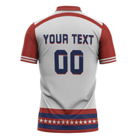 Custom Hockey 2026 USA White Zipper Polo Shirt United States Go Champions