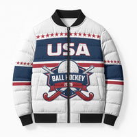 Custom Ball Hockey 2026 USA Bomber Puffer Jacket US Team Go Champions