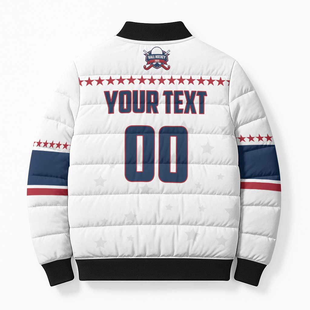 Custom Ball Hockey 2026 USA Bomber Puffer Jacket US Team Go Champions