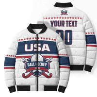 Custom Ball Hockey 2026 USA Bomber Puffer Jacket US Team Go Champions