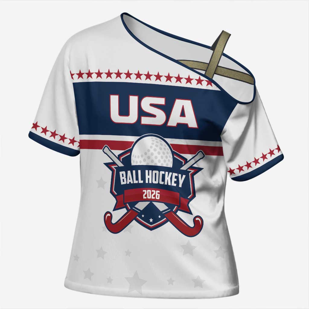 Custom Ball Hockey 2026 USA Cross Shoulder Shirt US Team Go Champions