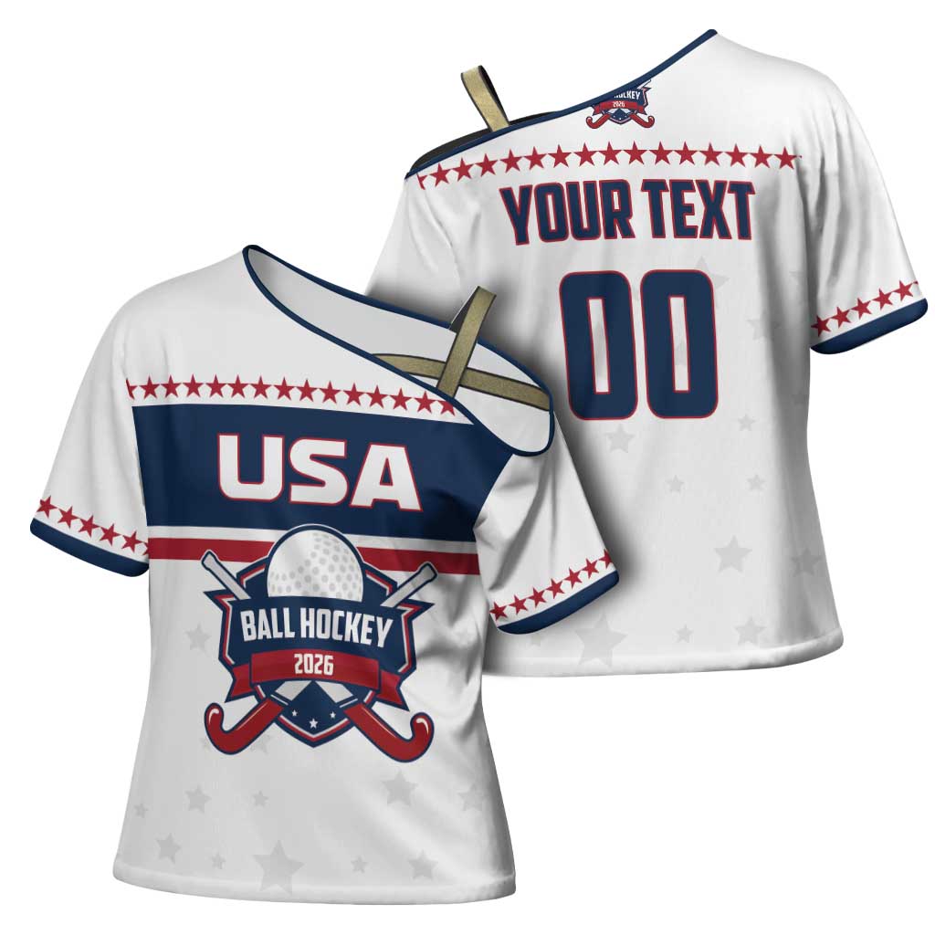 Custom Ball Hockey 2026 USA Cross Shoulder Shirt US Team Go Champions