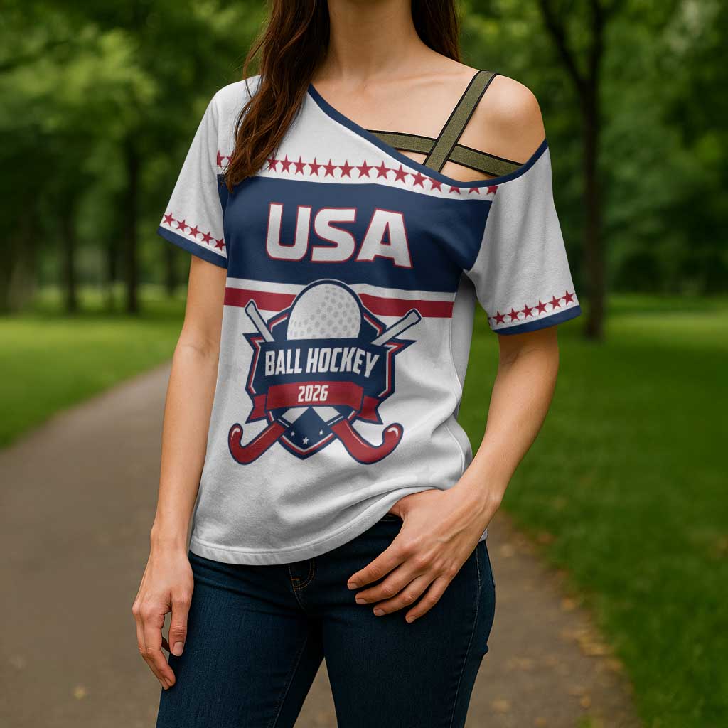 Custom Ball Hockey 2026 USA Cross Shoulder Shirt US Team Go Champions