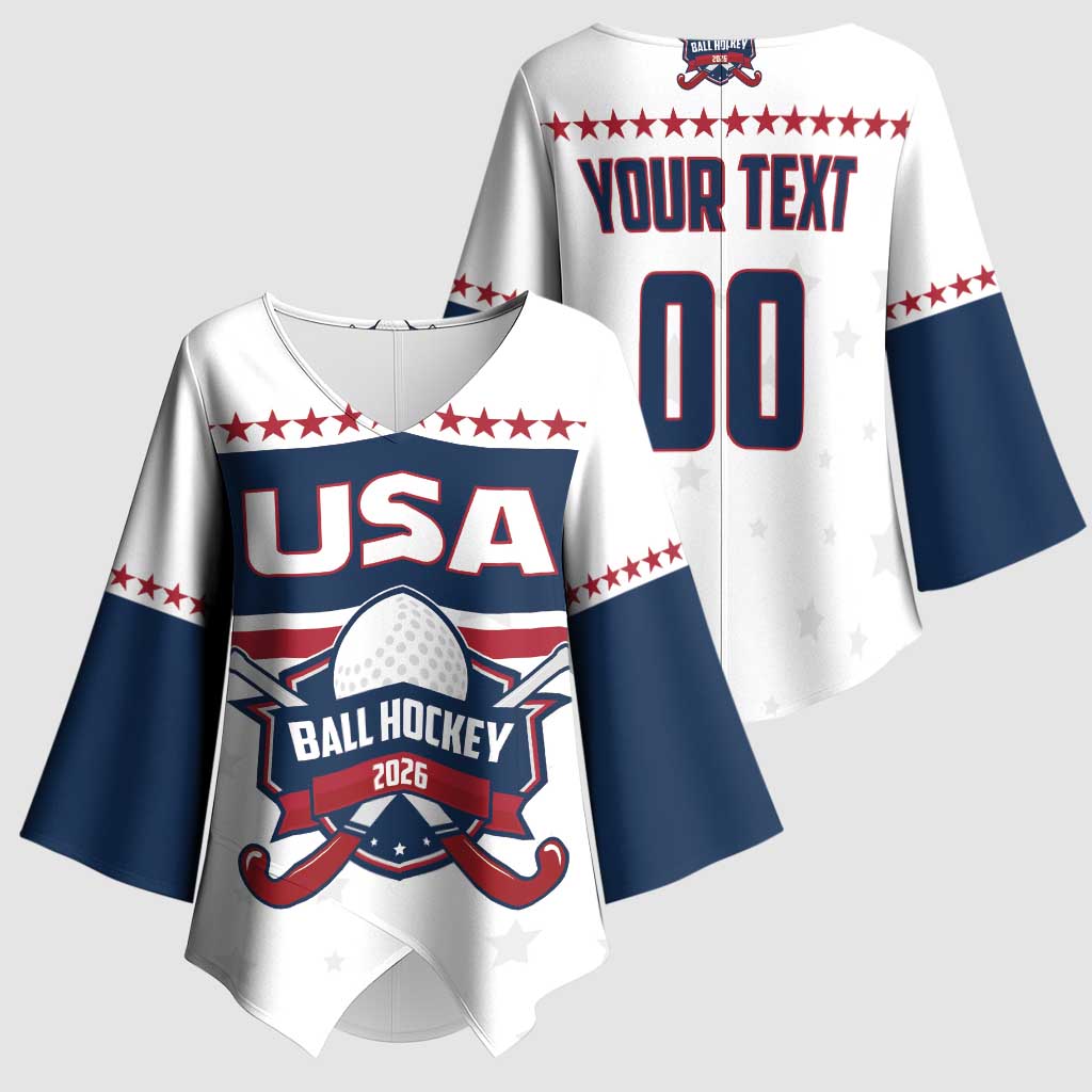 Custom Ball Hockey 2026 USA Kimono Sleeve Blouse US Team Go Champions