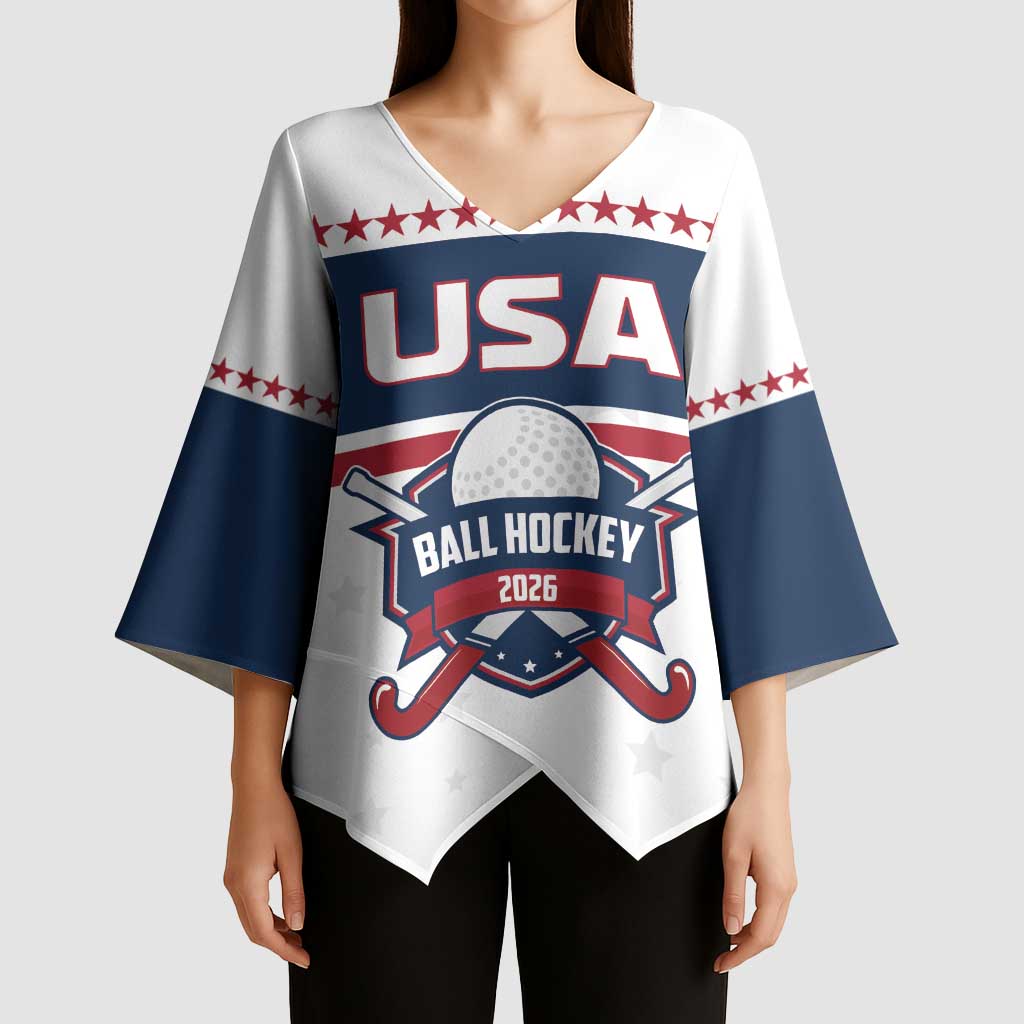 Custom Ball Hockey 2026 USA Kimono Sleeve Blouse US Team Go Champions