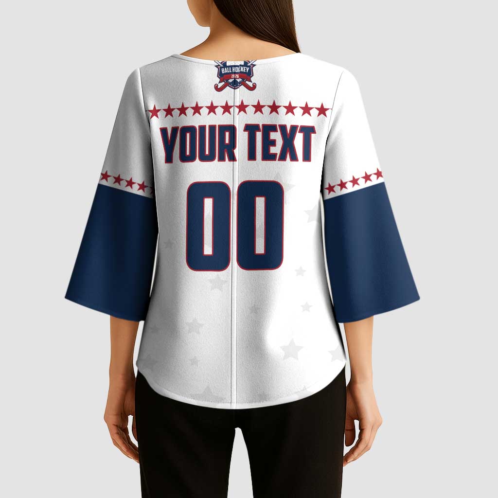 Custom Ball Hockey 2026 USA Kimono Sleeve Blouse US Team Go Champions
