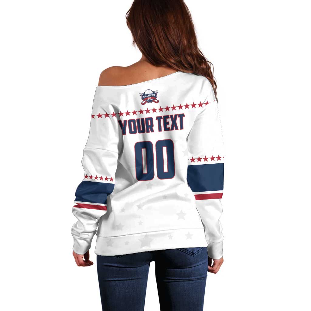 Custom Ball Hockey 2026 USA Off Shoulder Sweater US Team Go Champions