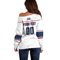 Custom Ball Hockey 2026 USA Off Shoulder Sweater US Team Go Champions